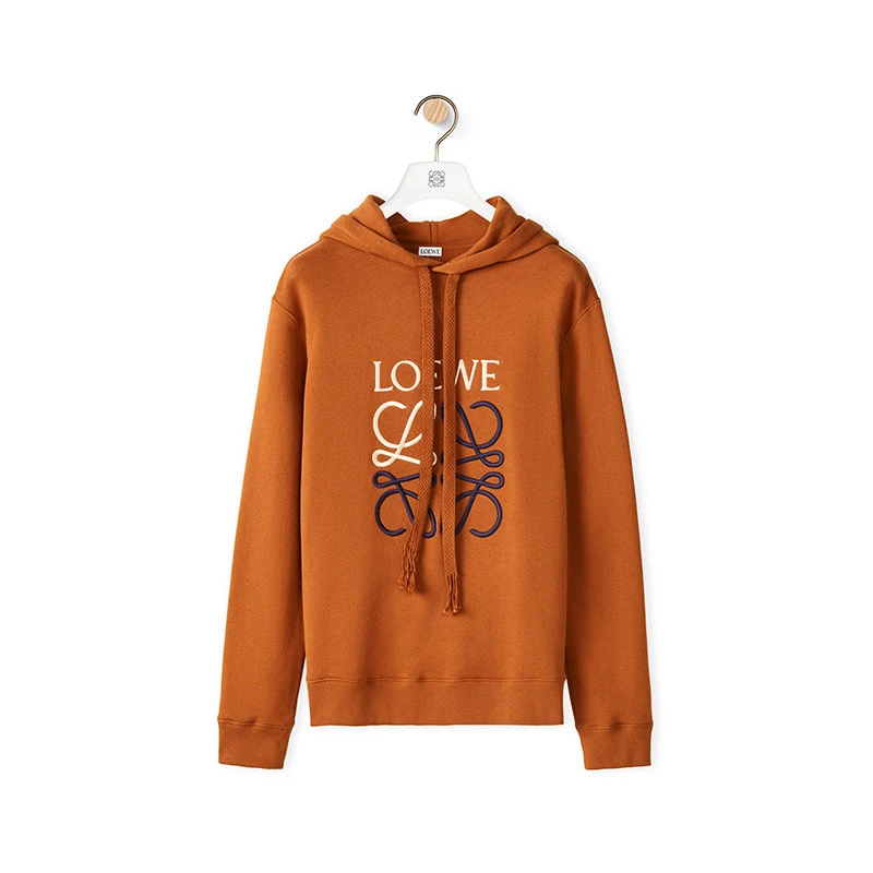 商品Loewe|【预售3-7天】LOEWE/罗意威 22年早春新款 男士锈红色棉质抓绒Anagram Logo刺绣连帽衫卫衣H526Y25X02-7881,价格¥5733,第4张图片详细描述