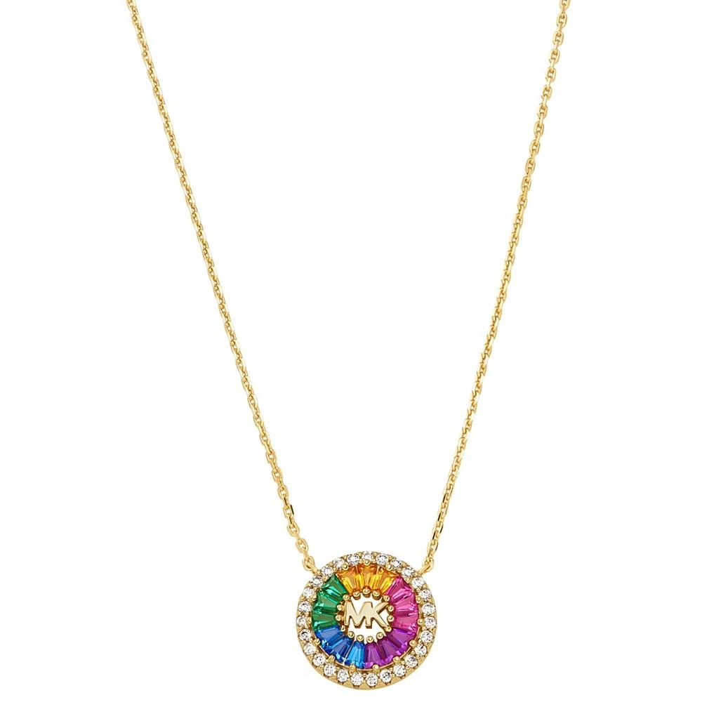 商品Michael Kors|14K Gold-Plated Sterling Silver Rainbow Cubic Zirconia Tapered Baguette and Pave Pendant Necklace,价格¥688,第1张图片