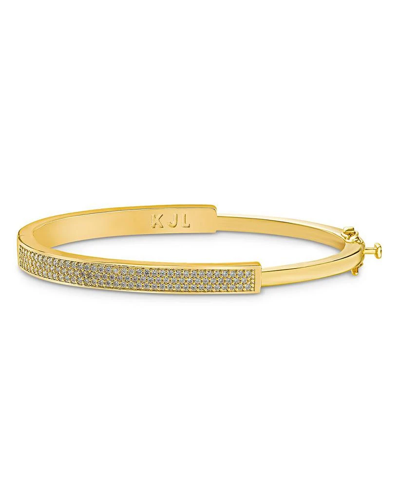 商品Kenneth Jay Lane|Half Pavé Bangle Bracelet in 14K Gold Plated,价格¥999,第1张图片