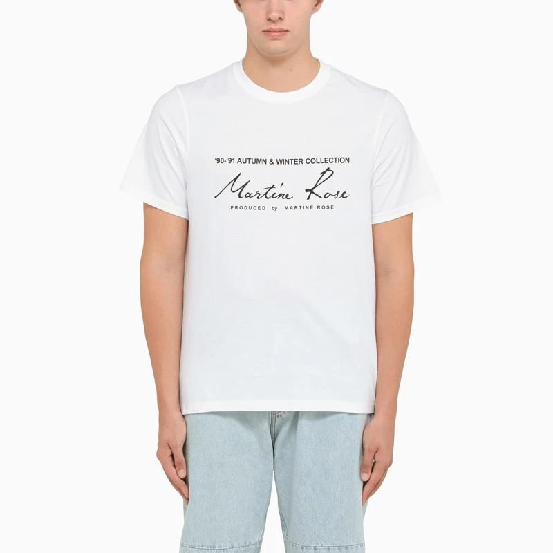 商品Martine Rose|White crew neck t-shirt with logo print,价格¥674,第1张图片