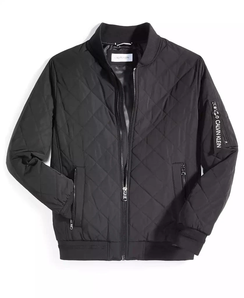 Men's Quilted Baseball Jacket with Rib-Knit Trim 商品