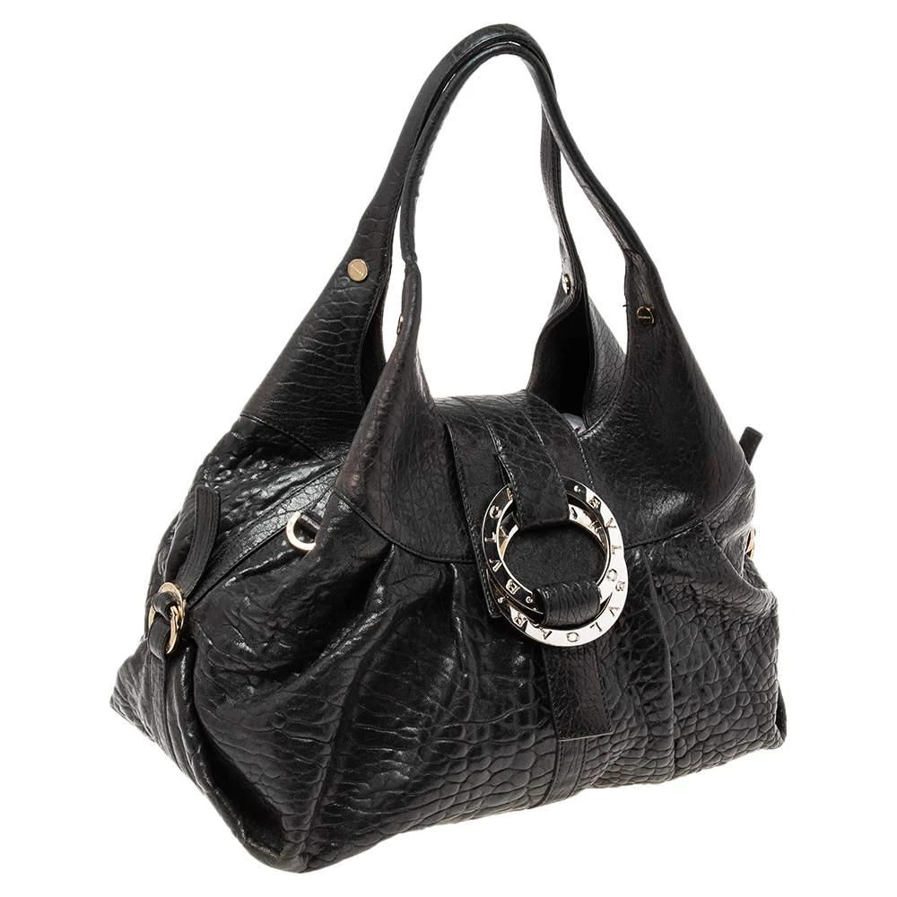 商品[二手商品] BVLGARI|Bvlgari Black Textured Leather Chandra Hobo,价格¥3156,第3张图片详细描述