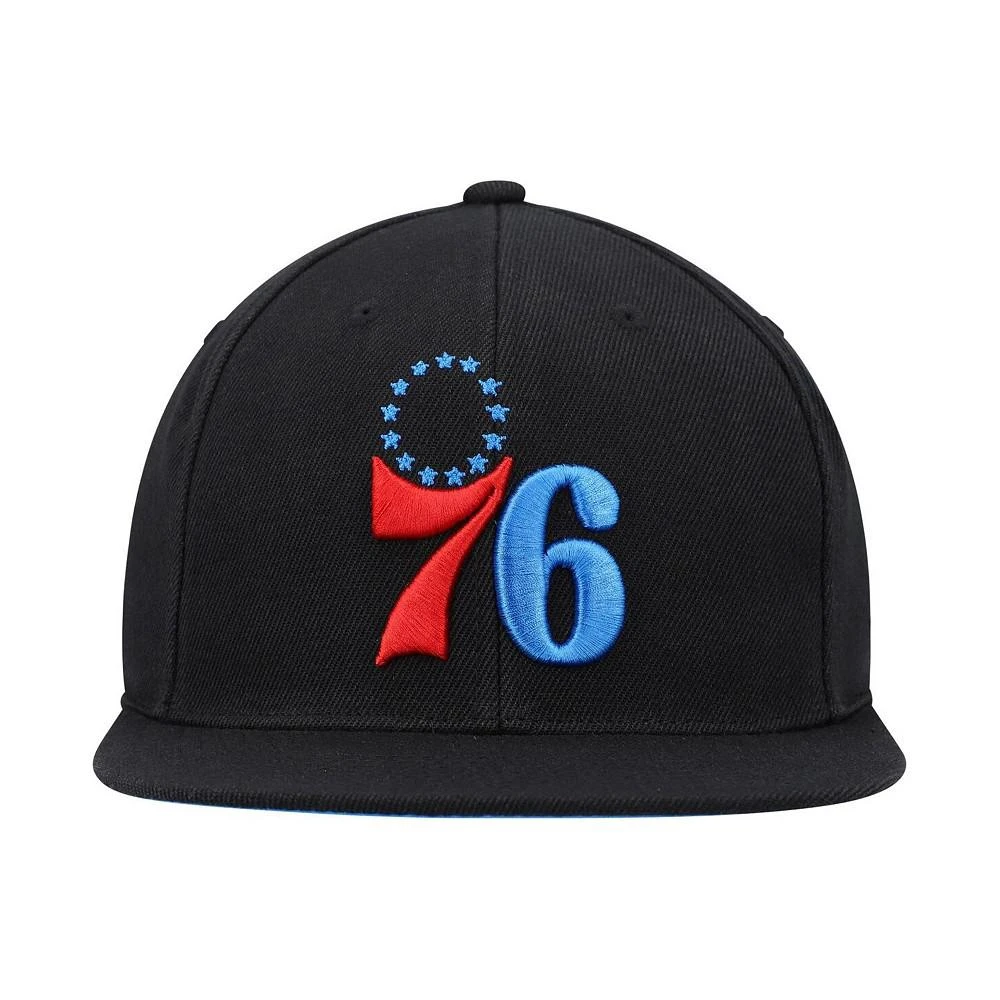 商品Mitchell and Ness|Men's Black Philadelphia 76ers Highlighter Team Pop Snapback Hat,价格¥240,第4张图片详细描述
