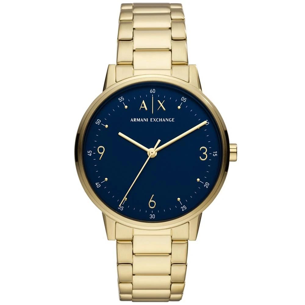 商品Armani Exchange|Men's Three-Hand Gold-Tone Stainless Steel Bracelet Watch,价格¥1272,第1张图片