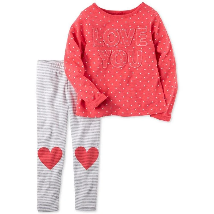 商品Carter's|2-Pc. Love You Top & Heart Leggings Set, Baby Girls (0-24 months),价格¥58,第1张图片