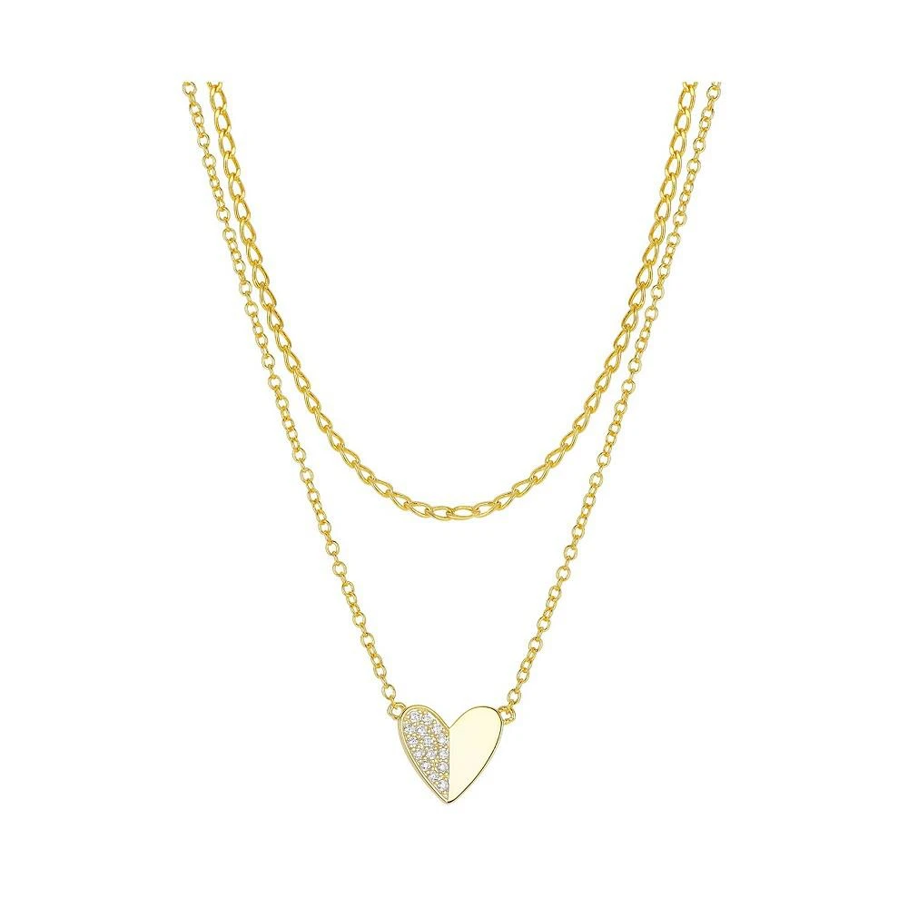 商品Unwritten|Gold Flash Plated Crystal Heart Layered Pendant Necklace,价格¥338,第1张图片