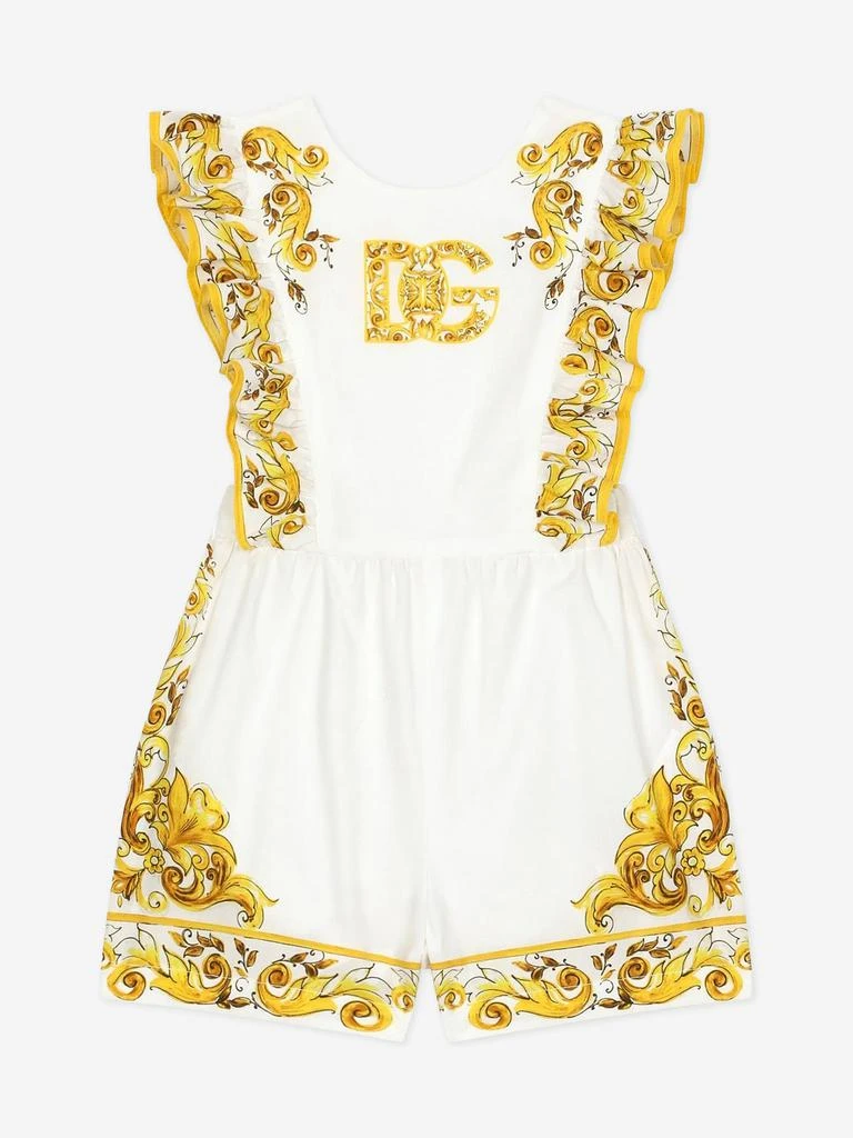 商品Dolce & Gabbana|Dolce & Gabbana Baby Girls Maiolica Romper in Yellow,价格¥3636,第1张图片