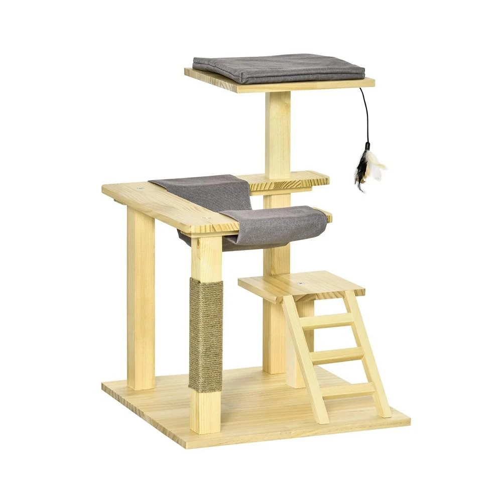 商品PawHut|25.5" Cat Tree Tower, Pinewood Climbing Activity Set Scratching Post,价格¥373,第2张图片详细描述