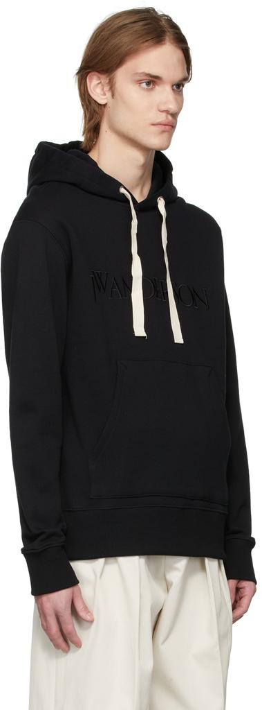 Black Embroidered Logo Hoodie商品第2张图片规格展示