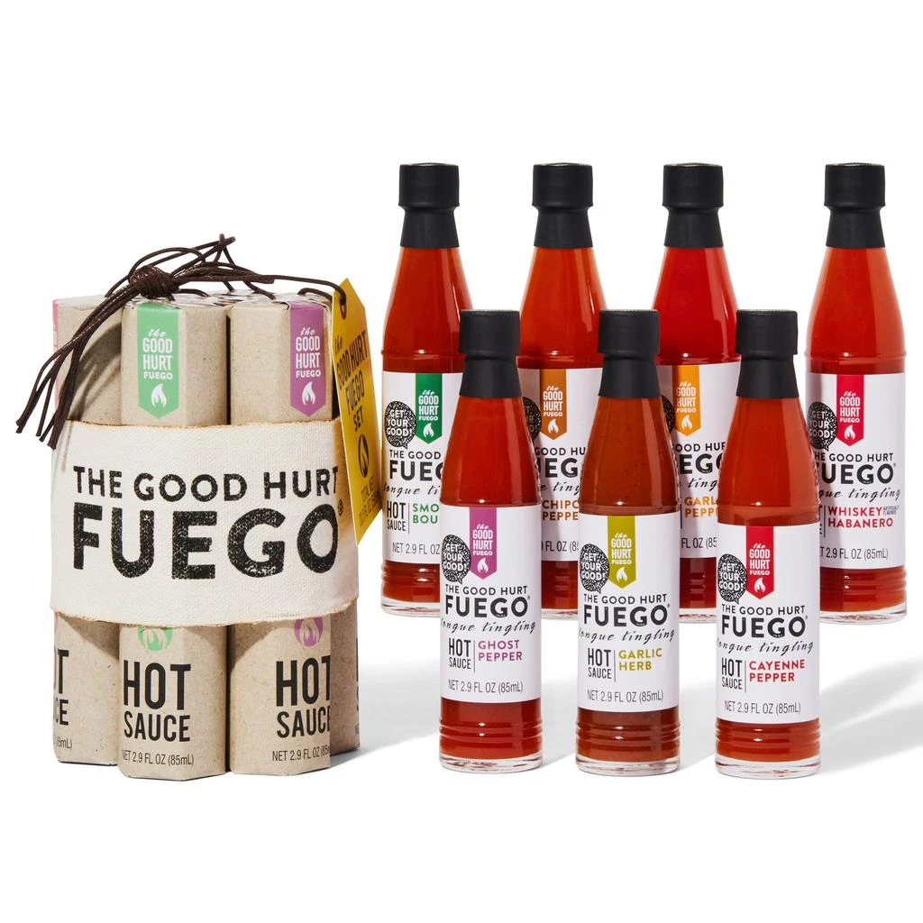 商品Thoughtfully|The Good Hurt Fuego: A Hot Sauce Gift Set for Hot Sauce Lover’s, Set of 7,价格¥326,第1张图片