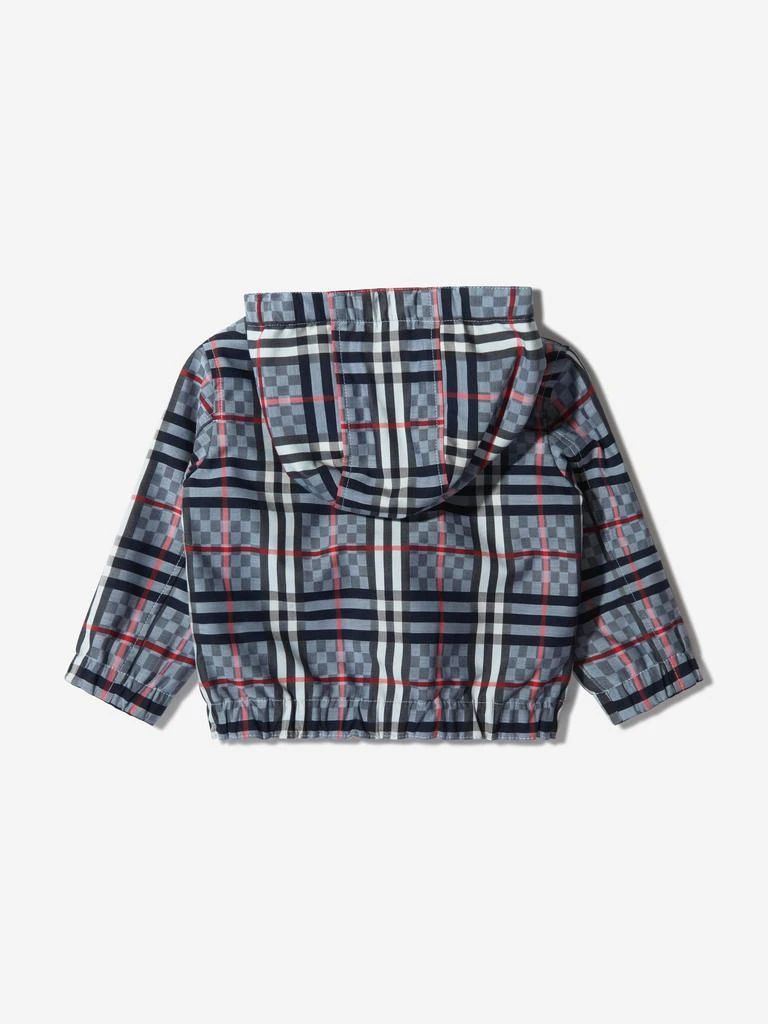 商品Burberry|Burberry Blue Baby Boys Cotton Check Hooded Jacket,价格¥4453,第2张图片详细描述