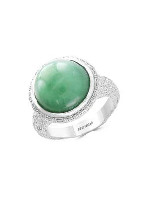 商品Effy|​Sterling Silver & Jade Woven Ring,价格¥2220,第1张图片
