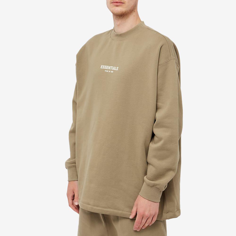 商品Essentials|Fear of God ESSENTIALS Logo Long Sleeve Fleece Sweat - Oak,价格¥662,第4张图片详细描述