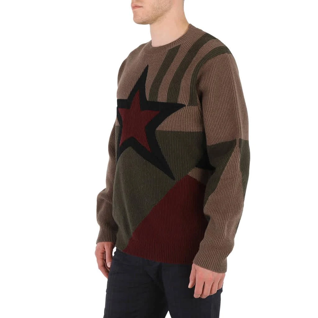 商品Burberry|Burberry Mens Khaki Star Intarsia Wool Sweater, Size Small,价格¥2365,第2张图片详细描述