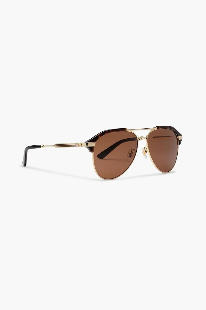 商品Gucci|Aviator-style tortoiseshell metal sunglasses,价格¥2326,第3张图片详细描述