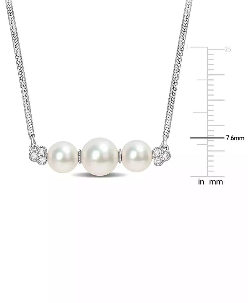 商品Macy's|Cultured Freshwater Pearl (6 & 7-1/2mm) & White Topaz (1/5 ct. t.w.) Bar 18" Pendant Necklace in Sterling Silver,价格¥3628,第3张图片详细描述