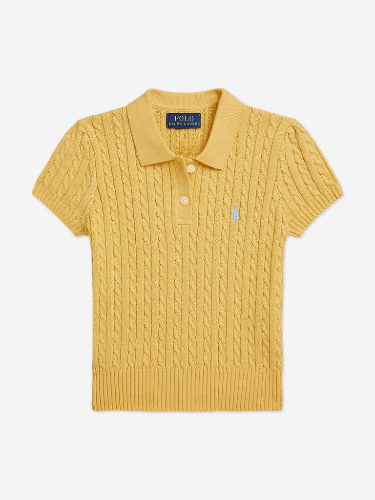 Ralph Lauren Girls Mini Cable Polo Sweater Top in Yellow