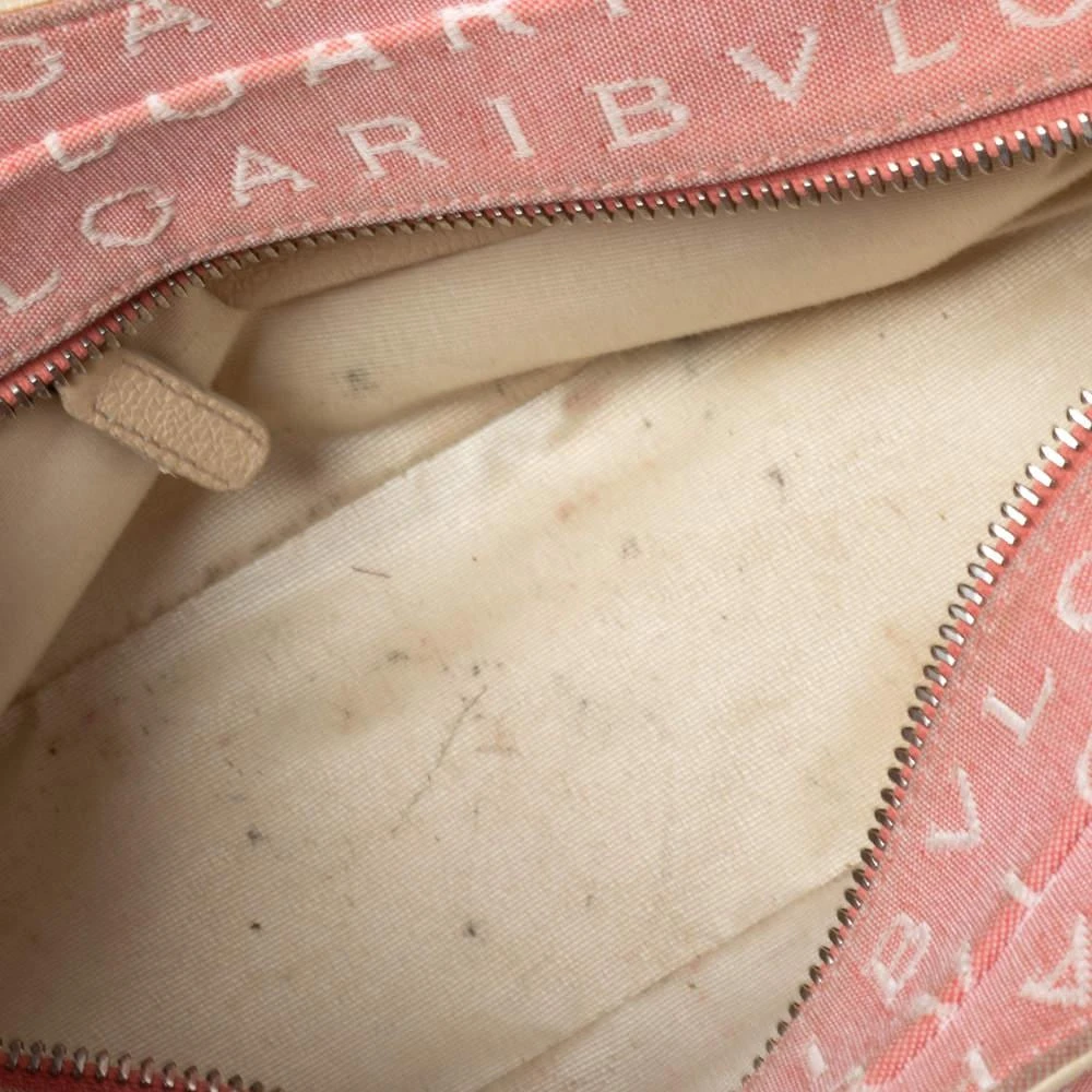 Bvlgari Pink/White Logo Mania Canvas and Leather Baguette Bag 商品