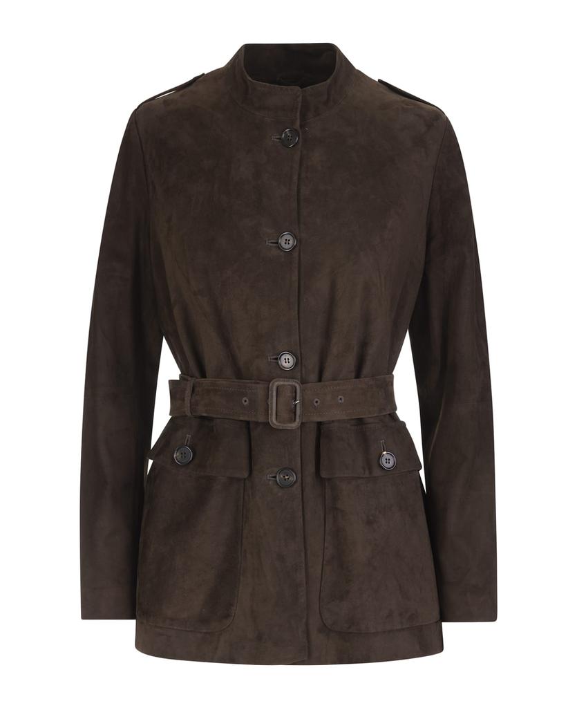 'S Max Mara Sir Jacket In Dark Grey Suede Leather商品第1张图片规格展示