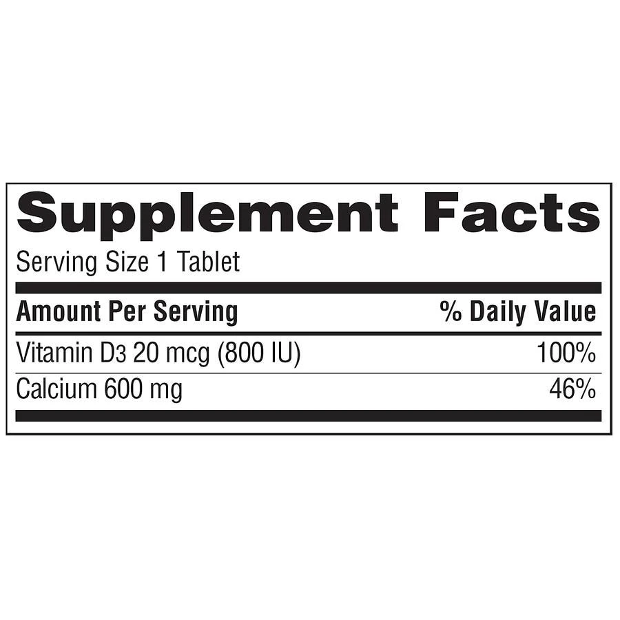 商品Walgreens|Calcium Carbonate 600mg + Vitamin D3 800IU,价格¥141,第4张图片详细描述