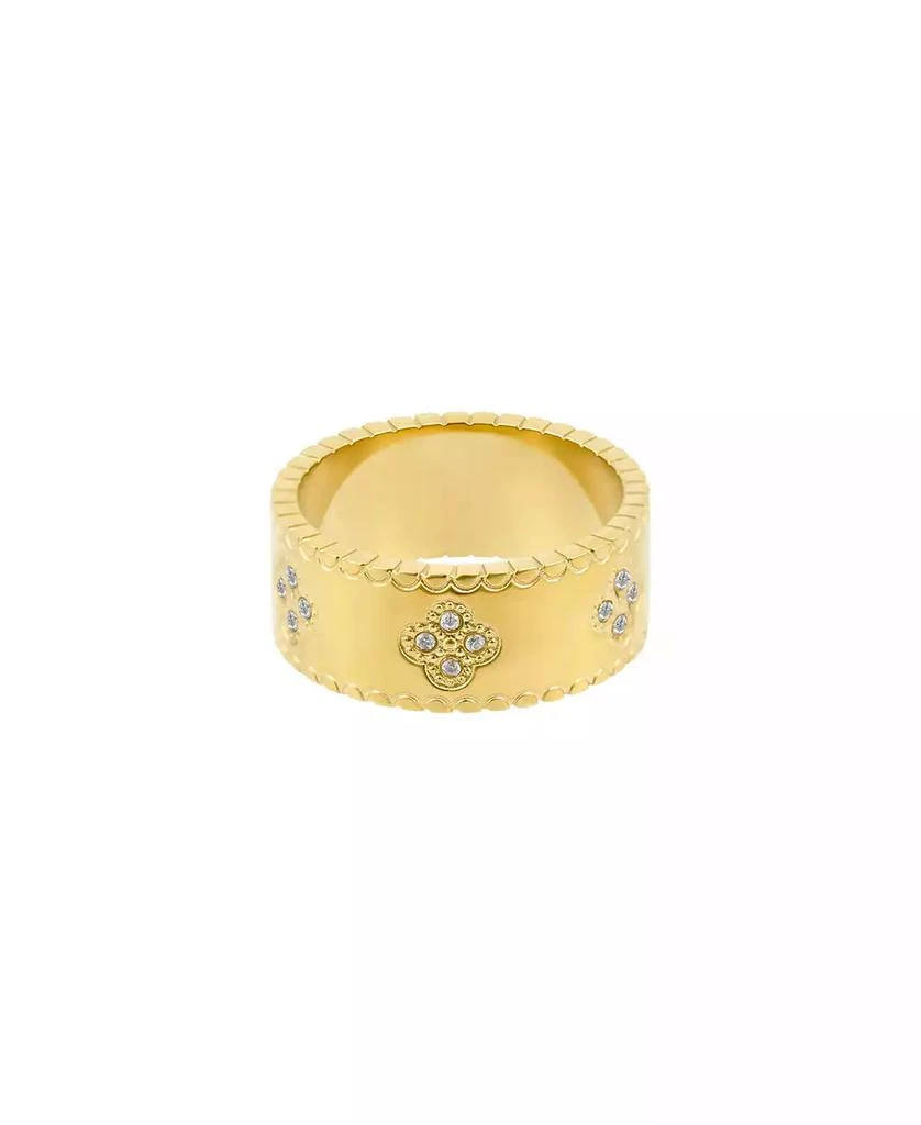 商品ADORNIA|Tarnish Resistant Gold Crystal Clover Band Ring,价格¥203,第1张图片