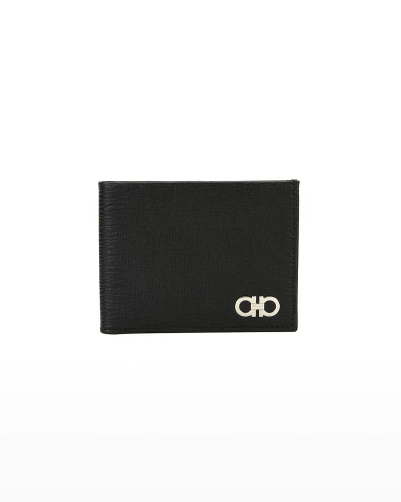 商品Salvatore Ferragamo|Men's Revival Gancini Bi-Fold Leather Wallet, Black/Red,价格¥3330,第6张图片详细描述