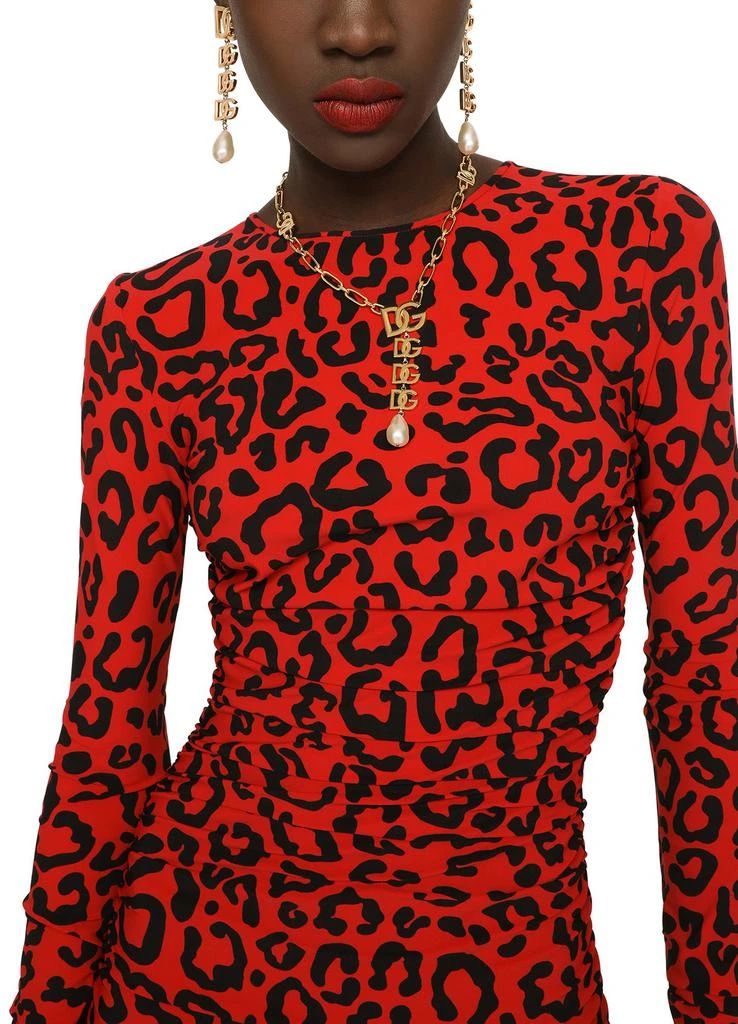 商品Dolce & Gabbana|豹纹平纹针织及膝连衣裙,价格¥10718,第4张图片详细描述