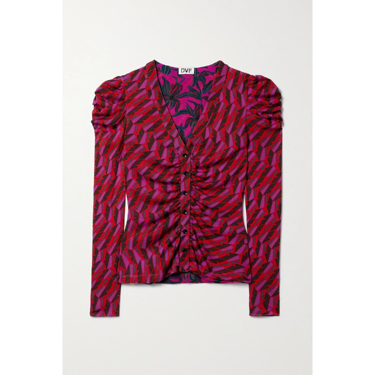 商品Diane von Furstenberg|【特惠6.0折】包邮包税【预售7天发货】 DIANE VON FURSTENBERG 23秋冬 女士 长袖衬衫 Gladys 正反两穿印花弹力网布女衫 1647597289317331 DVFBL4Q006OAZZR ,价格¥1879,第1张图片