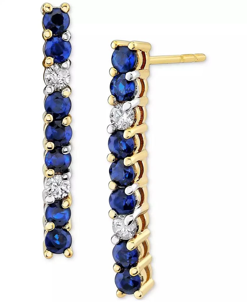 商品Macy's|Sapphire (7/8 ct. t.w.) & Diamond (1/8 ct. t.w.) Linear Drop Earrings in 14k Gold,价格¥2532,第1张图片