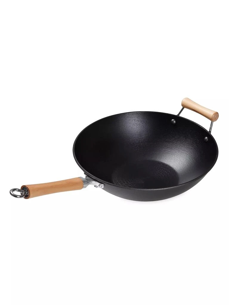 商品Escali|Joyce Chen Professional Series 14'' Cast Iron Flat Bottom Maple Handle Wok,价格¥446,第1张图片