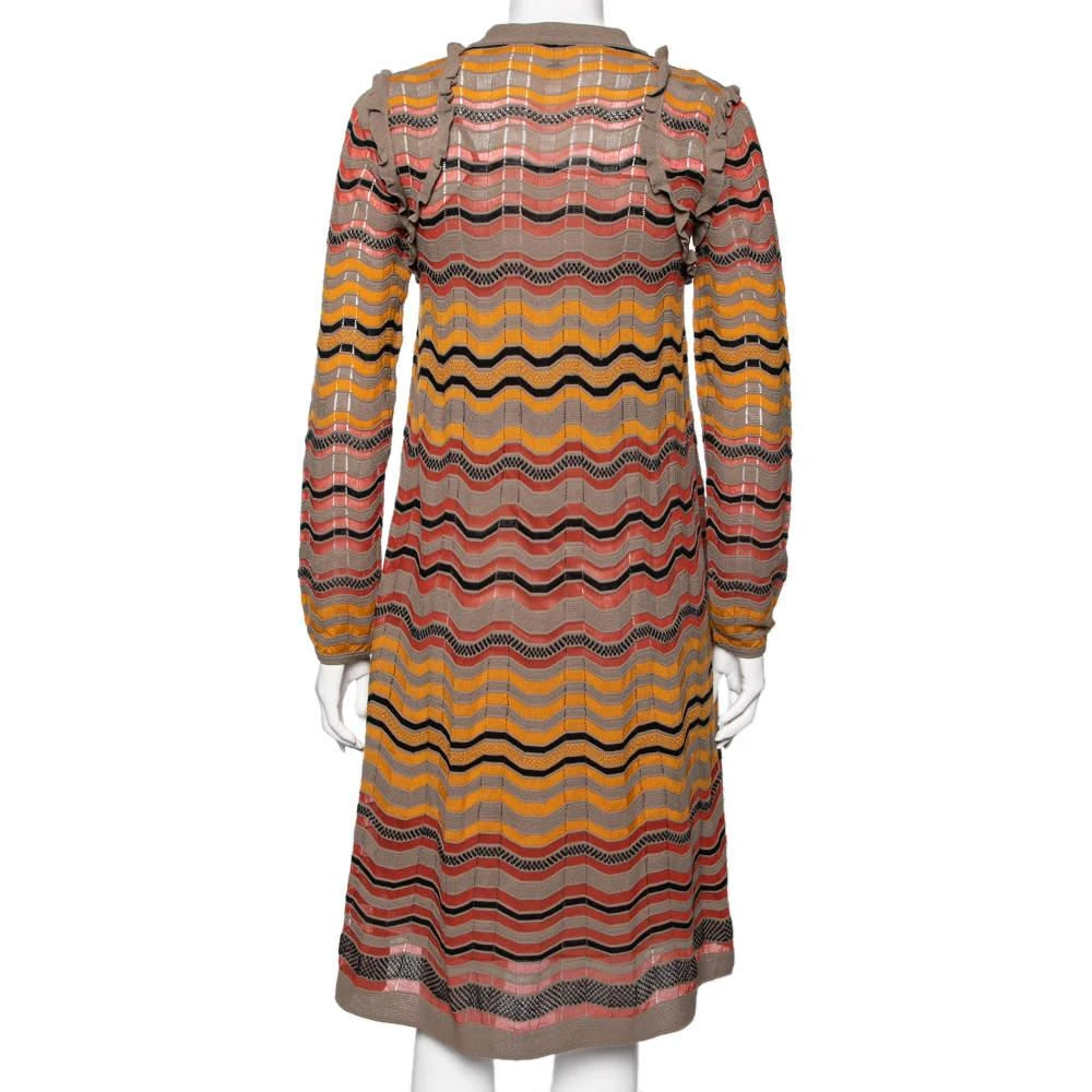 商品Missoni|M Missoni Multicolor Wave Perforated Pattern Knit Ruffle Detailed Midi Dress S,价格¥1901,第3张图片详细描述