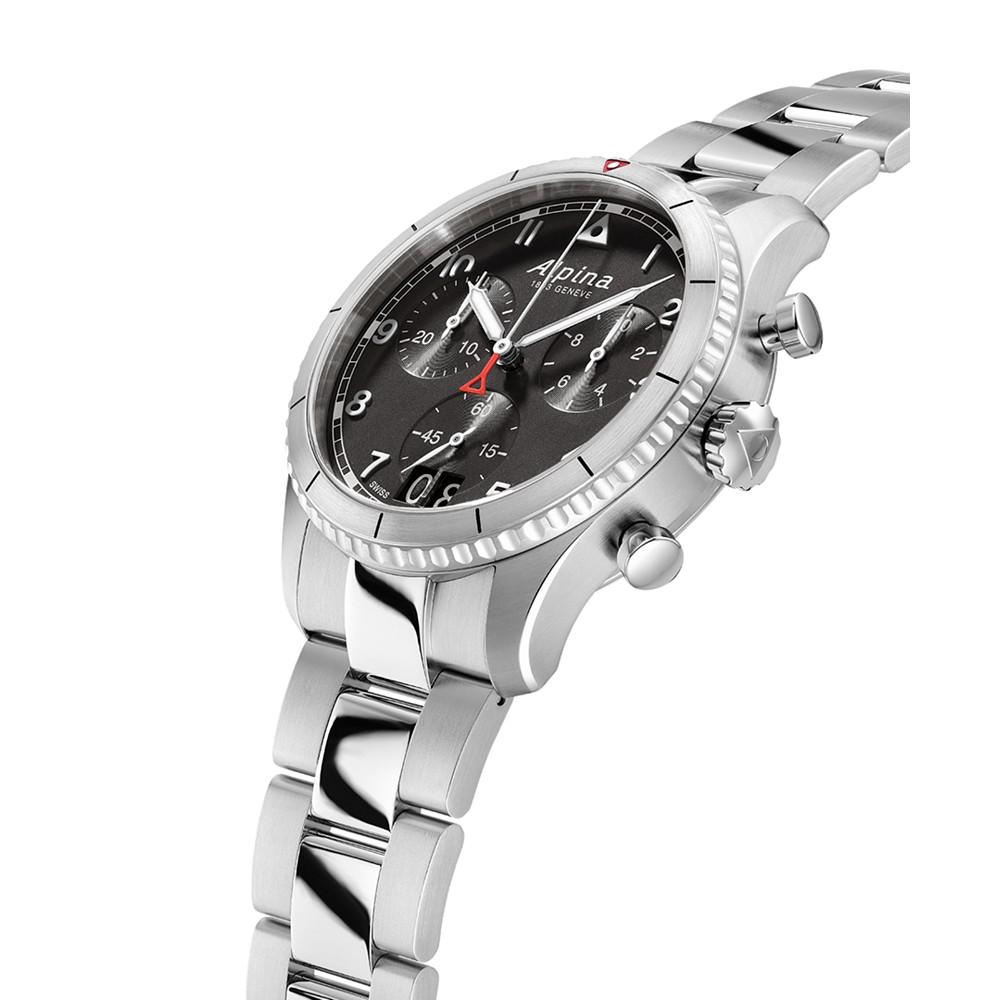 Men's Swiss Chronograph Startimer Pilot Stainless Steel Bracelet Watch 44mm商品第2张图片规格展示