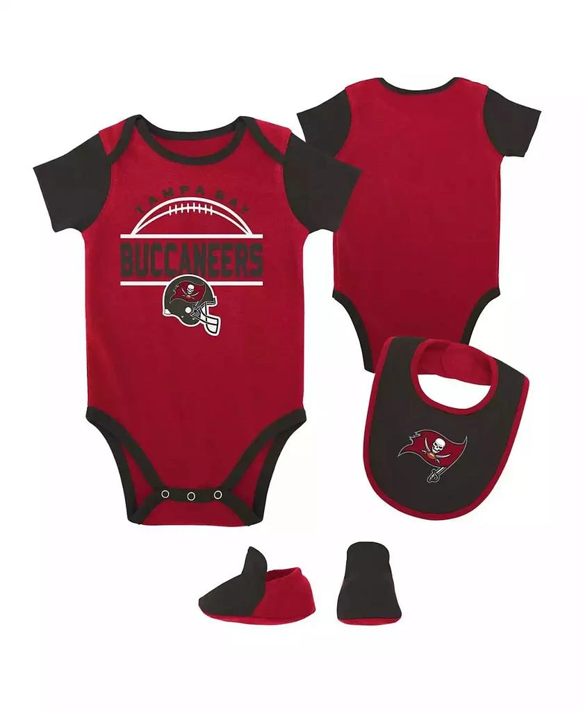 商品Outerstuff|Baby Boys and Girls Red, Pewter Tampa Bay Buccaneers Home Field Advantage Three-Piece Bodysuit, Bib and Booties Set,价格¥240,第1张图片