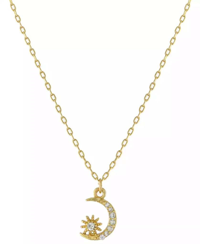 商品Giani Bernini|Cubic Zirconia Moon & Star Pendant Necklace in Gold-Plated Sterling Silver, 16" + 2" extender, Created for Macy's,价格¥409,第1张图片