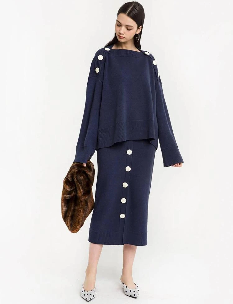 商品Pixie Market|Button Navy Knit Sweater,价格¥962,第2张图片详细描述