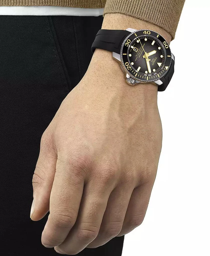 商品Tissot|Men's Seastar 2000 Professional Powermatic 80 Automatic Black Rubber Strap Watch 46mm,价格¥8292,第5张图片详细描述