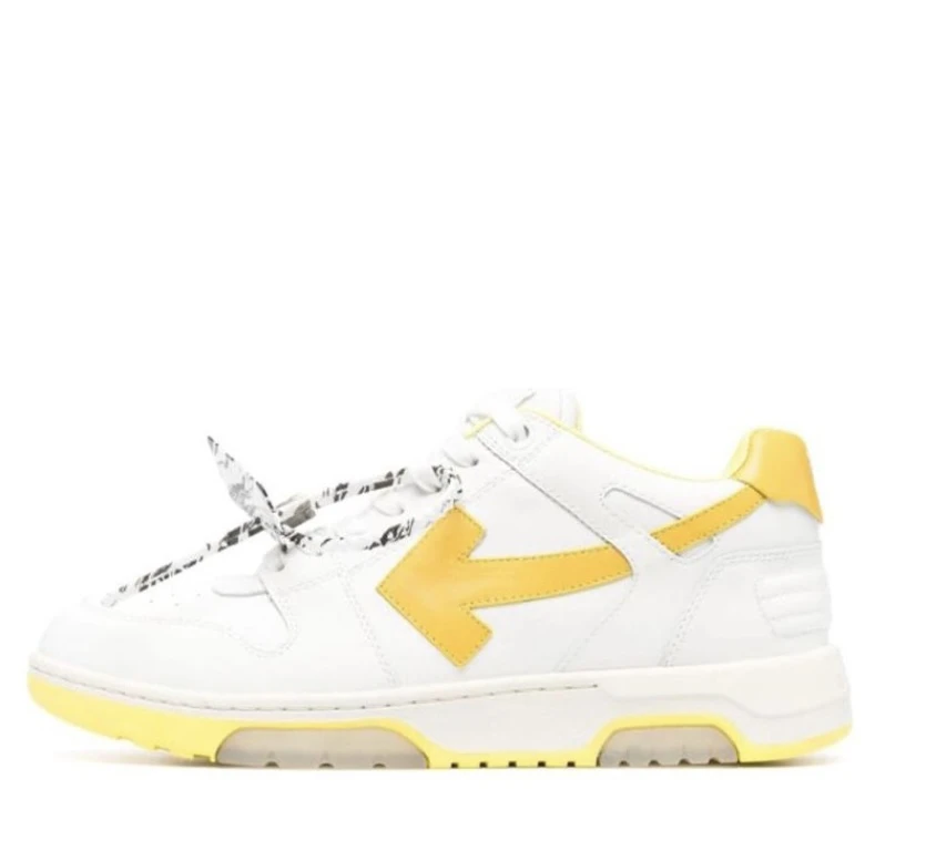 商品Off-White|Out Of Office Sneakers 潮流百搭休闲板鞋 白黄色 OMIA189R21LEA001-0118,价格¥3914,第1张图片