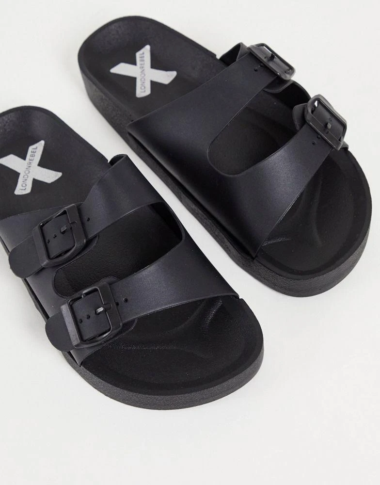 商品Hugo Boss|London Rebel X jelly buckle sliders in black,价格¥116,第1张图片