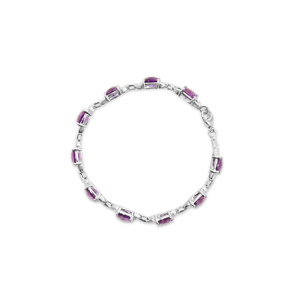 商品Haus of Brilliance|.925 Sterling Silver 7mm Cushion Cut Amethyst Gemstone and Diamond Tennis Link Bracelet,价格¥8105,第3张图片详细描述