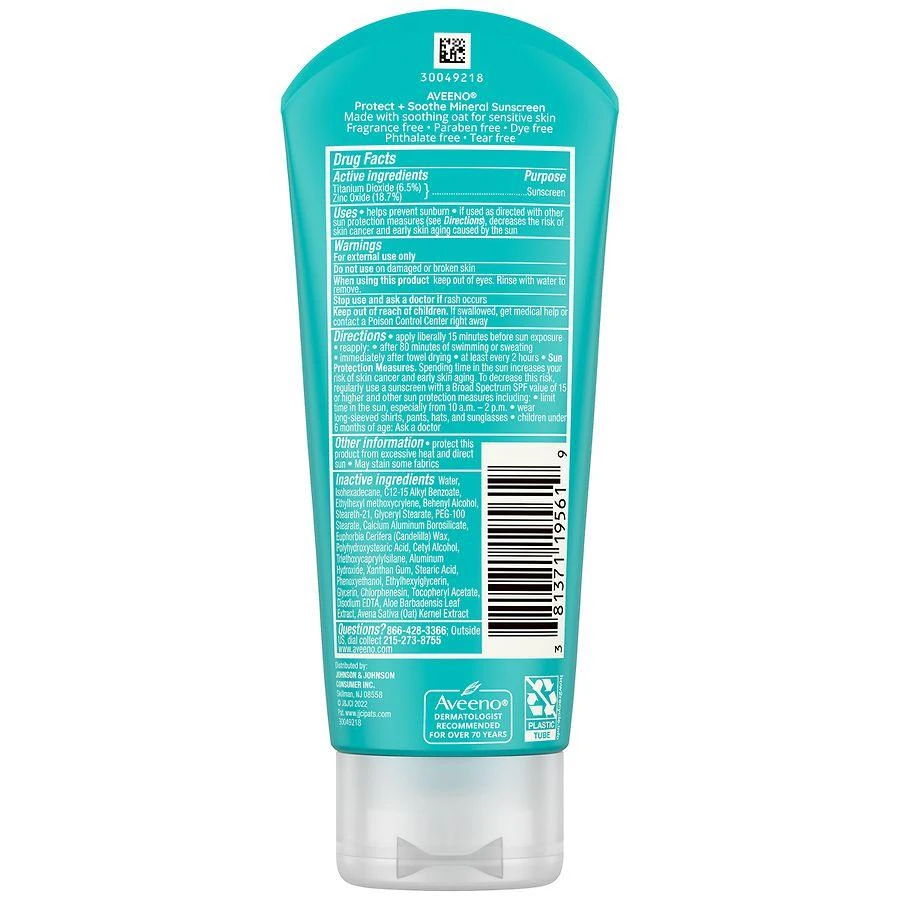 商品Aveeno|Protect + Soothe Mineral Sunscreen Lotion SPF 30,价格¥61,第2张图片详细描述