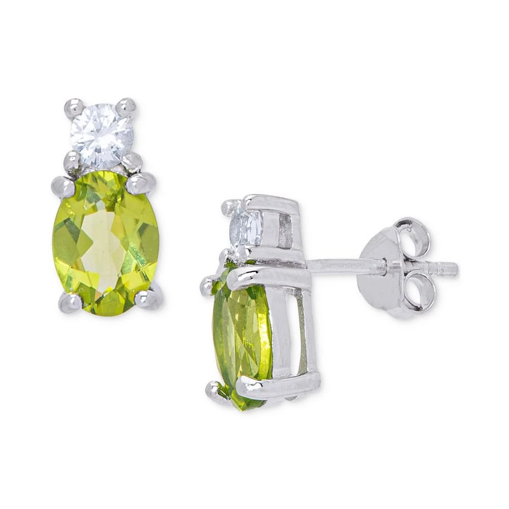 商品Macy's|Peridot (2-3/4 ct. t.w.) & Lab-Created White Sapphire (1/3 ct. t.w.) Stud Earrings in Sterling Silver,价格¥261,第3张图片详细描述