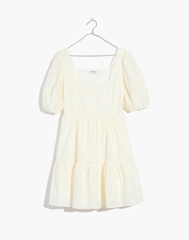 商品Madewell|Eyelet-Mix Tiered Mini Dress,价格¥596,第7张图片详细描述