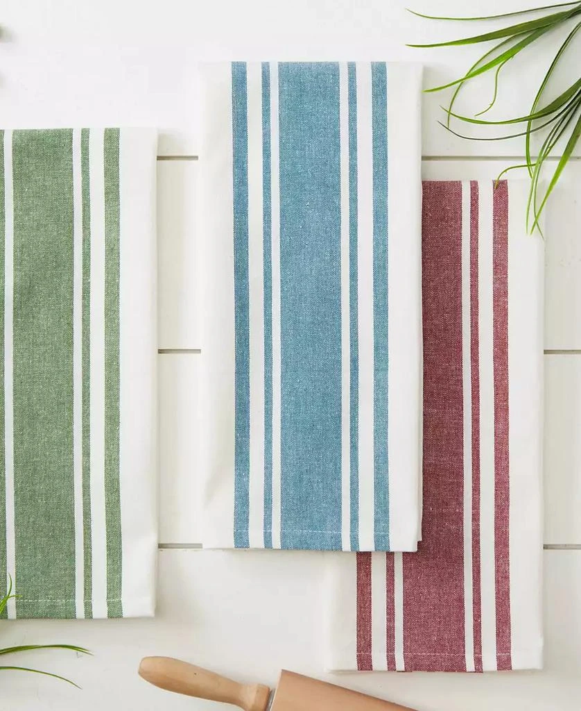 Everyday Kitchen Dishtowel Collection Large Chef Stripe Tea Towel, 18x28", Basil Green, 3 Count 商品