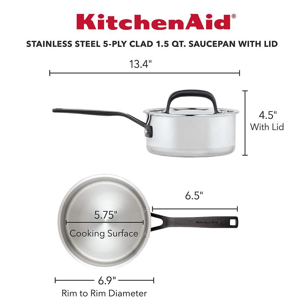 5 Ply Stainless Steel 1.5 Qt Saucepan and Lid 商品