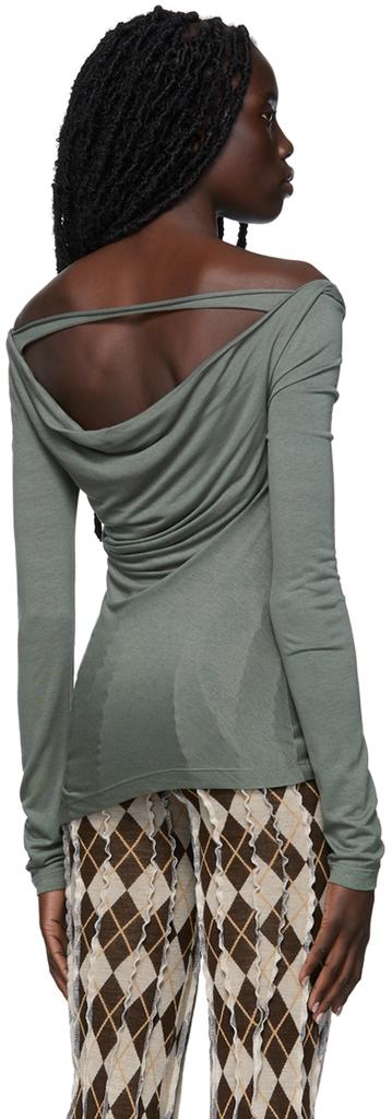 Grey Ruched Long Sleeve T-Shirt商品第3张图片规格展示