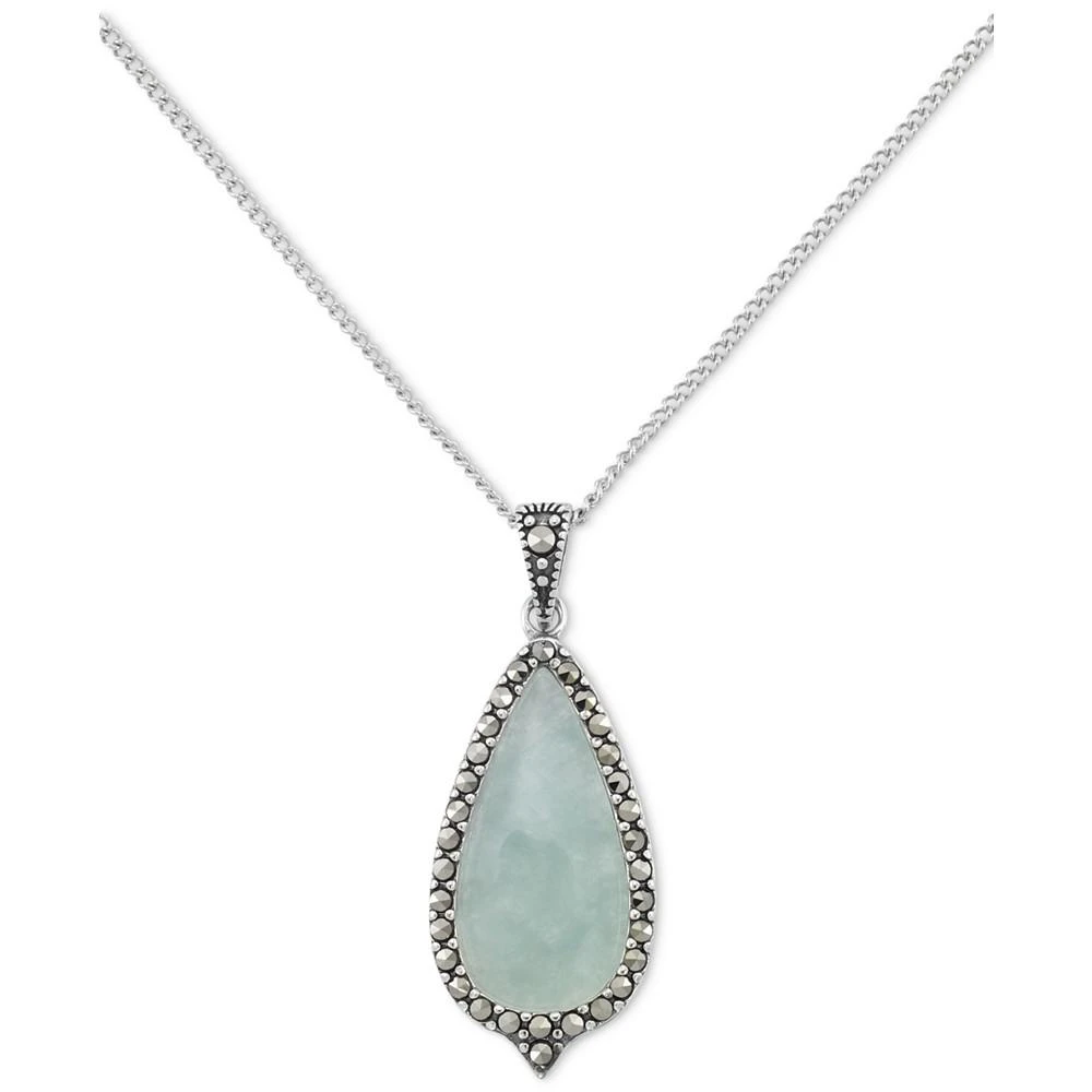 商品Macy's|Jade & Marcasite 18" Pendant Necklace in Sterling Silver,价格¥935,第1张图片