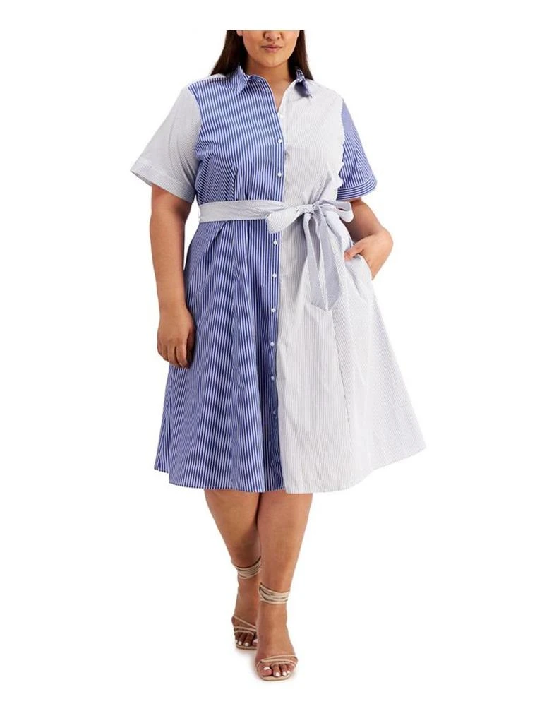 商品Calvin Klein|Plus Womens Collared Midi Shirtdress,价格¥471,第1张图片