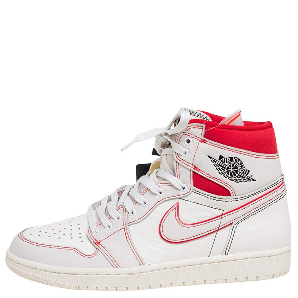 Air Jordan Red /White Leather Jordan 1 Retro High Sneakers Size 42.5商品第2张图片规格展示