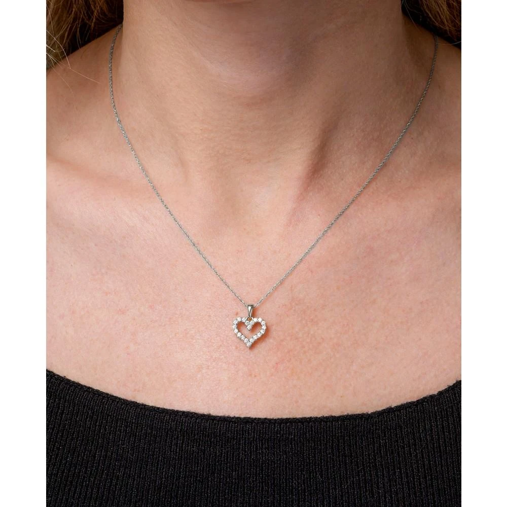 商品Macy's|Diamond Heart Pendant Necklace (1/4 ct. t.w.) in 14k Gold, 18" + 2" extender,价格¥3314,第2张图片详细描述