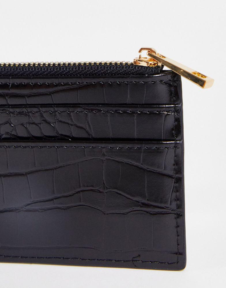 ASOS DESIGN virgo zodiac star sign cardholder and purse in black croc商品第2张图片规格展示